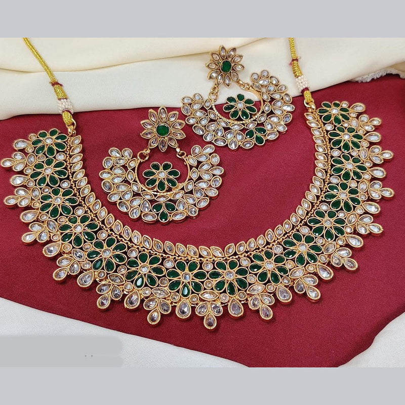 FS Collection Gold Plated Crystal Stone Necklace Set