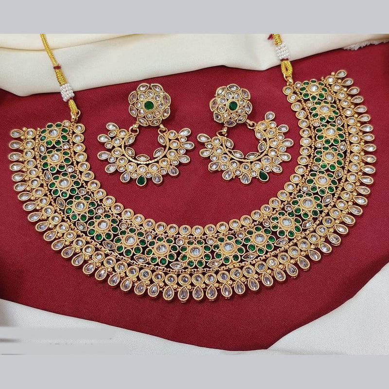 FS Collection Gold Plated Crystal Stone Necklace Set