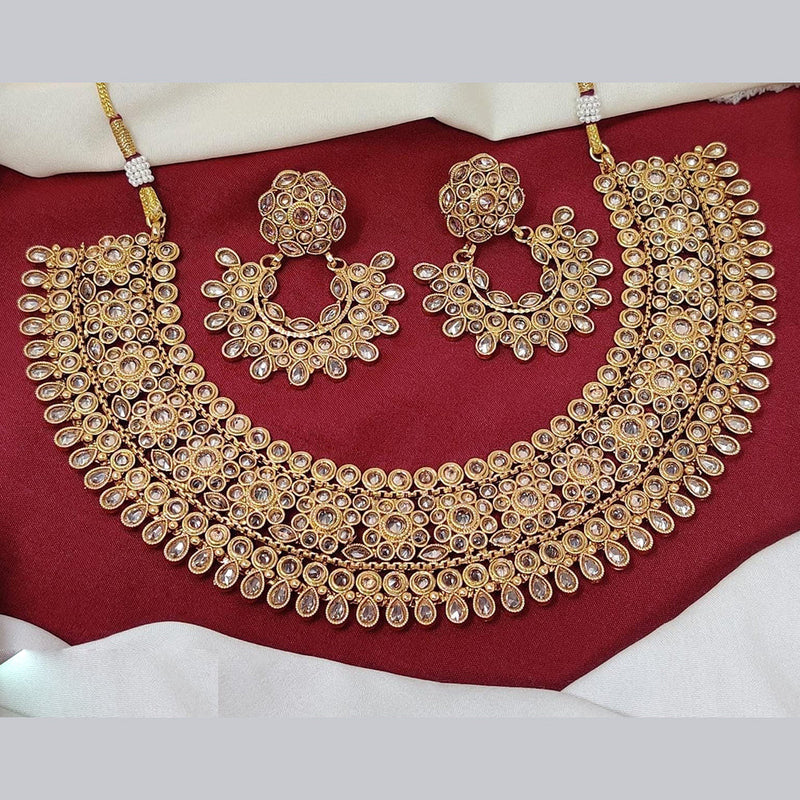 FS Collection Gold Plated Crystal Stone Necklace Set