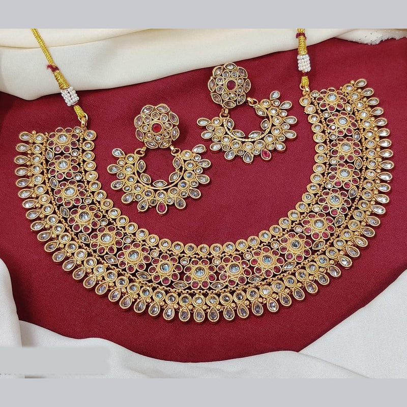 FS Collection Gold Plated Crystal Stone Necklace Set