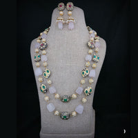 FS Collection Gold Plated Austrian Stone Long Necklace Set