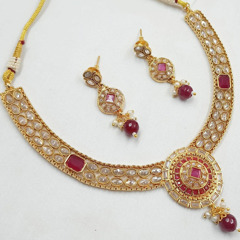 FS Collection Gold Plated Crystal Stone Necklace Set