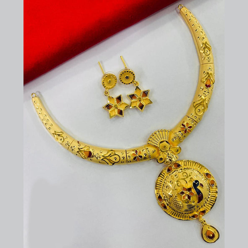 FS Collection Gold Plated Meenakari Necklace Set