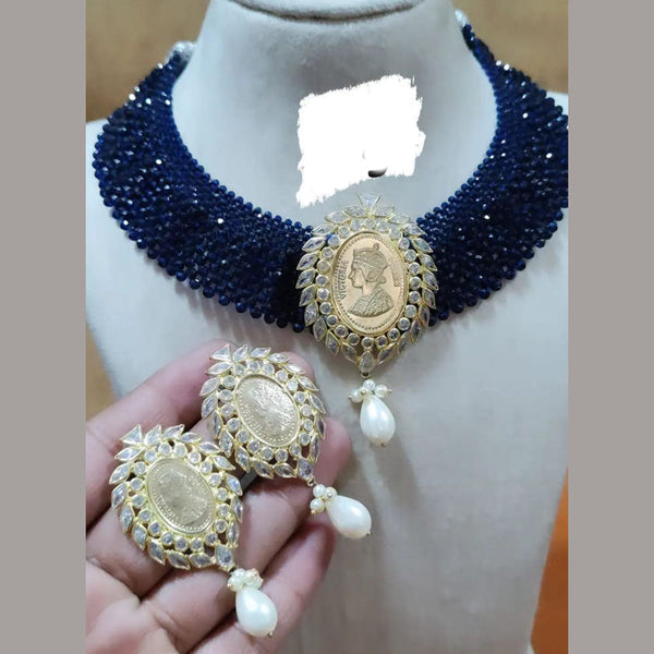 FS Collection Gold Plated Reverse AD And Pearl Choker Necklace Set