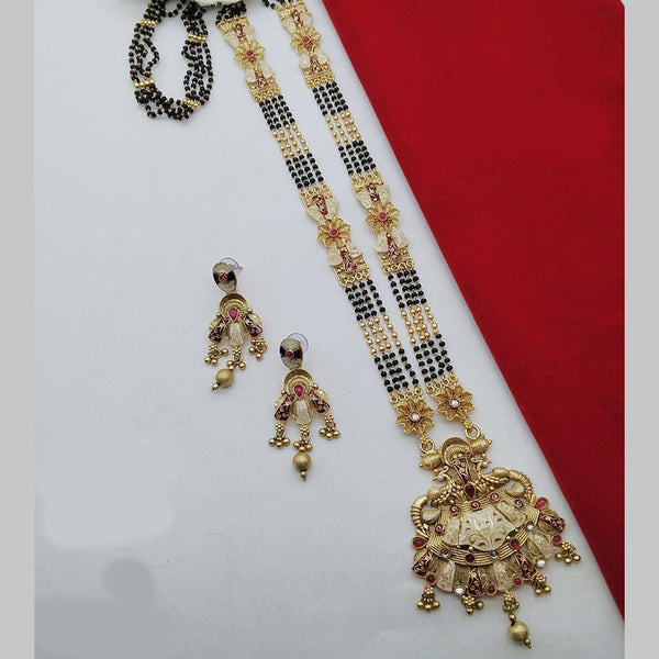 FS Collection Gold Plated Kundan Stone And Meenakari Manglasutra