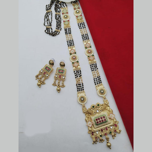 FS Collection Gold Plated Kundan Stone And Meenakari Manglasutra