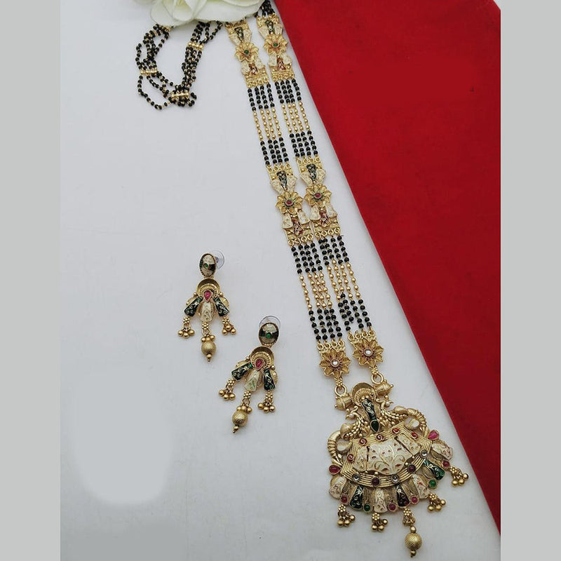 FS Collection Gold Plated Kundan Stone And Meenakari Manglasutra