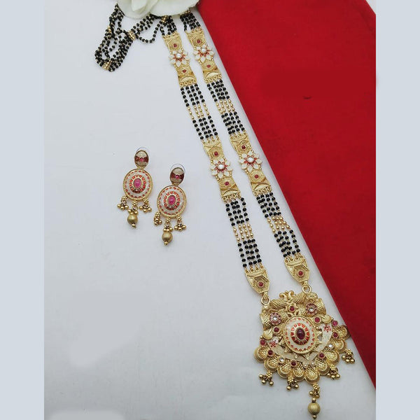 FS Collection Gold Plated Kundan Stone And Meenakari Manglasutra