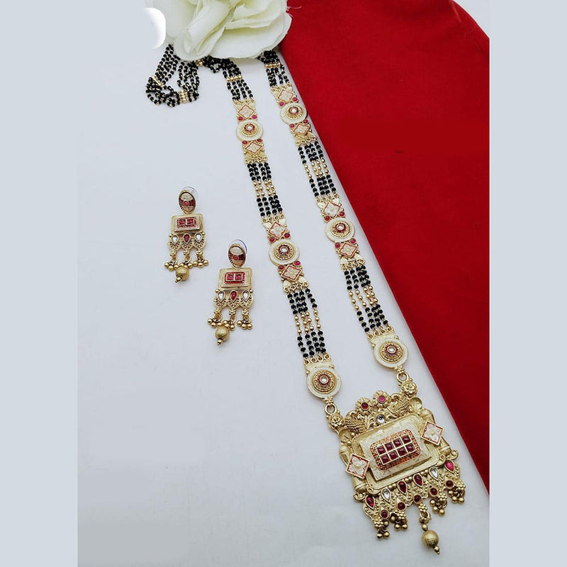 FS Collection Gold Plated Kundan Stone And Meenakari Manglasutra