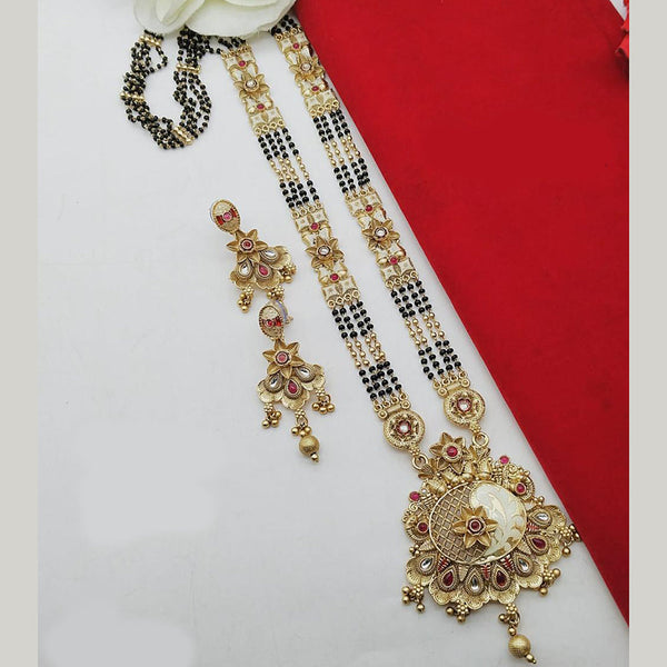 FS Collection Gold Plated Kundan Stone And Meenakari Manglasutra