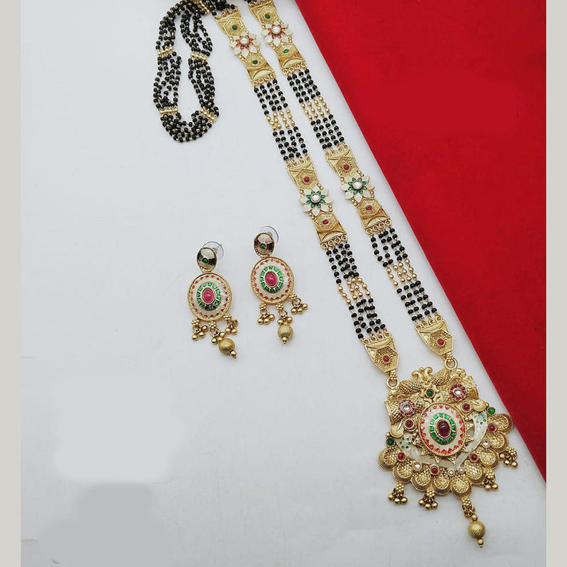 FS Collection Gold Plated Kundan Stone And Meenakari Manglasutra