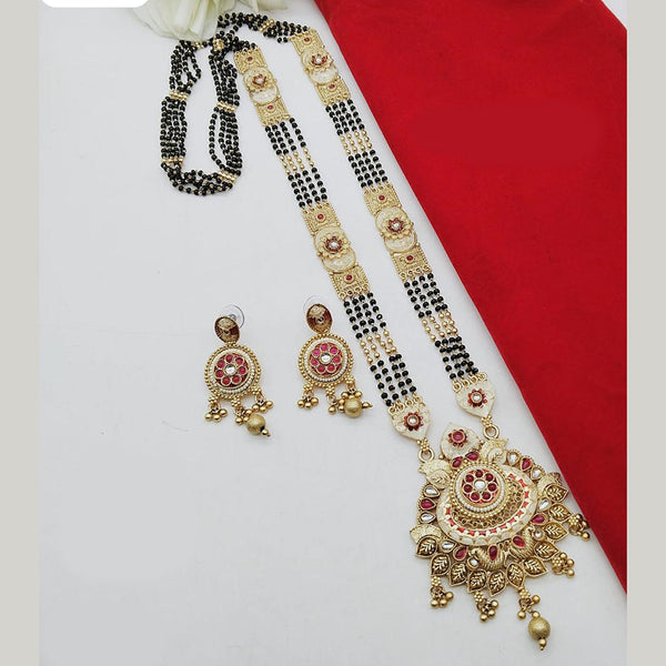 FS Collection Gold Plated Kundan Stone And Meenakari Manglasutra