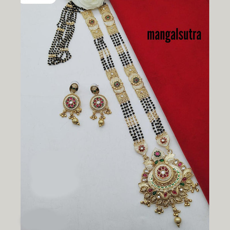 FS Collection Gold Plated Kundan Stone And Meenakari Manglasutra