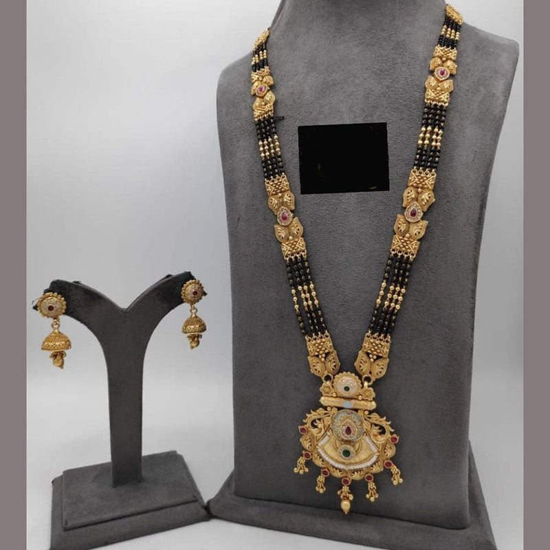 FS Collection Gold Plated Kundan Stone And Meenakari Manglasutra