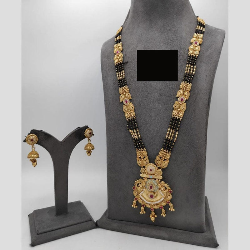 FS Collection Gold Plated Kundan Stone And Meenakari Manglasutra