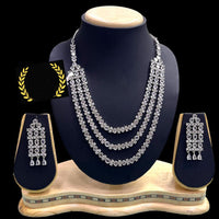 FS Collection Silver Plated AD Necklace Set