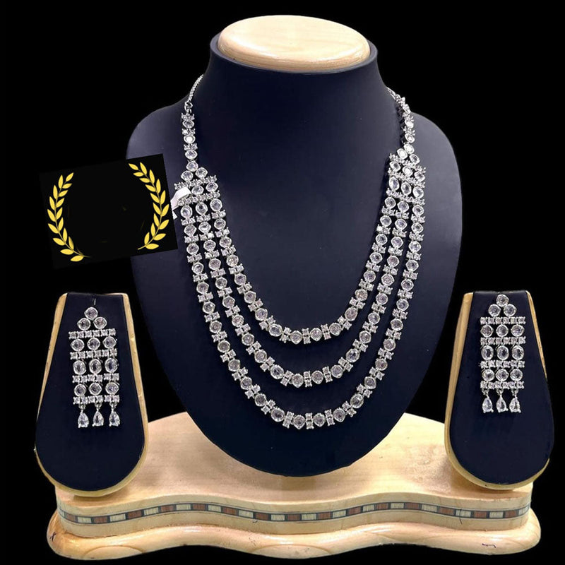 FS Collection Silver Plated AD Necklace Set