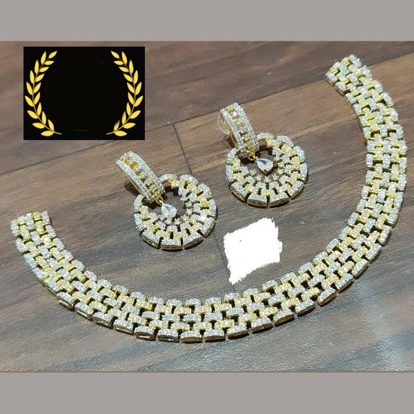 FS Collection Gold Plated AD Choker Necklace Set