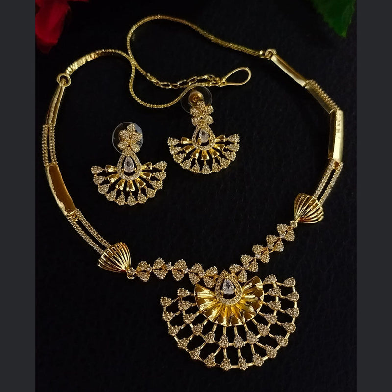 FS Collection Gold Plated AD Choker Necklace Set