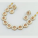 FS Collection Gold Plated Kundan Stone And Meenakari Necklace Set