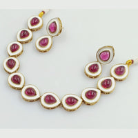 FS Collection Gold Plated Kundan Stone And Meenakari Necklace Set