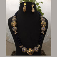 FS Collection Gold Plated Kundan Stone And Pearls Necklace Set