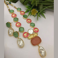 FS Collection Gold Plated Mother Of Pearls Elephant Style Necklace Set