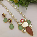 FS Collection Gold Plated Mother Of Pearls Necklace Set