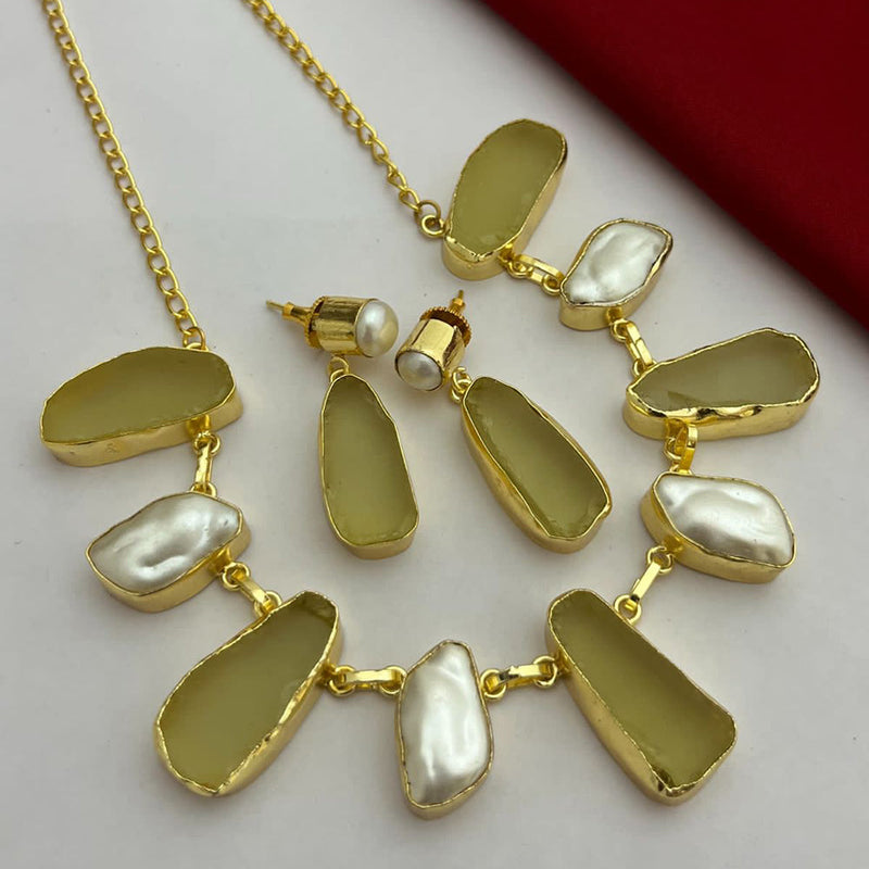 FS Collection Gold Plated Stone Necklace Set