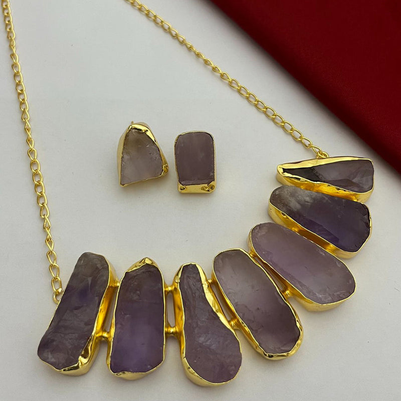 FS Collection Gold Plated Stone Necklace Set