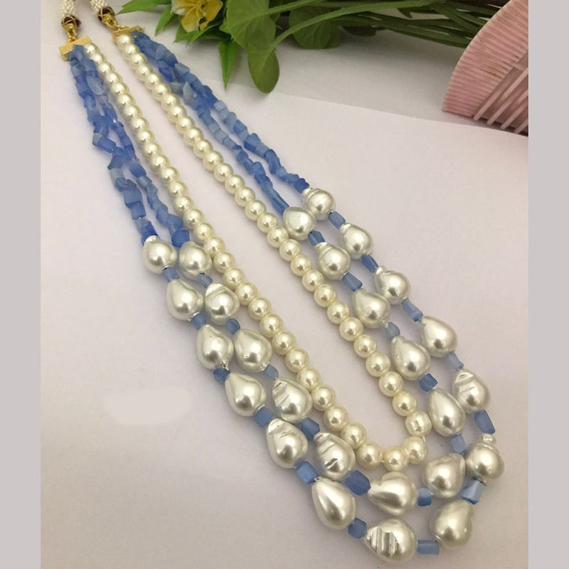 FS Collection Pearl Multi Layer Long Necklace