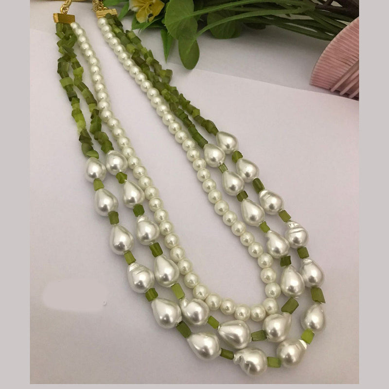 FS Collection Pearl Multi Layer Long Necklace