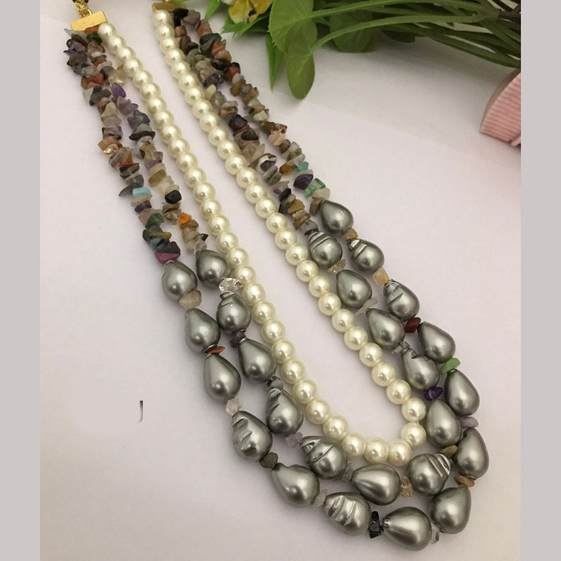 FS Collection Pearl Multi Layer Long Necklace