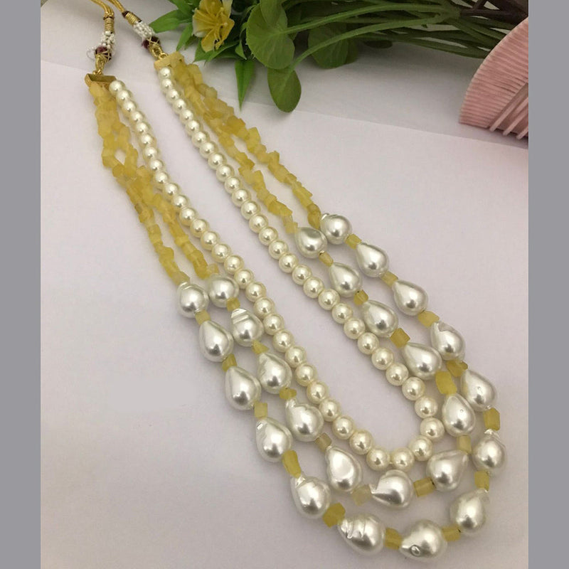 FS Collection Pearl Multi Layer Long Necklace