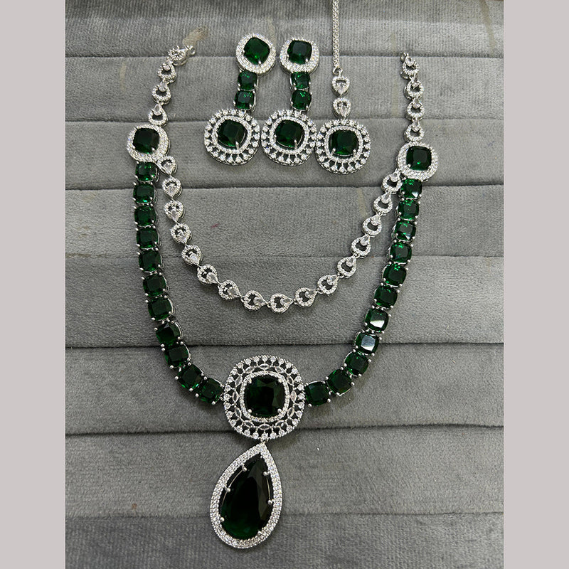 FS Collection Silver Plated AD Necklace Set