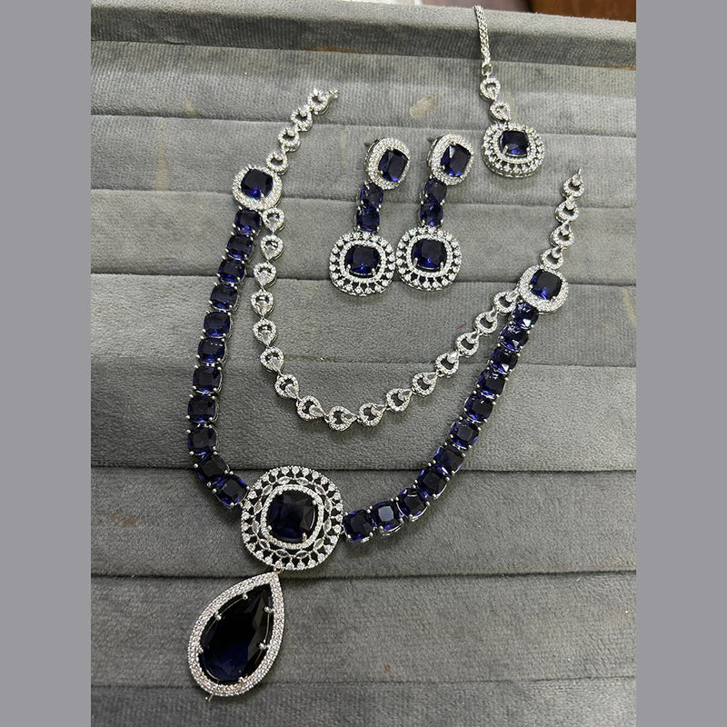 FS Collection Silver Plated AD Necklace Set