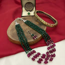 FS Collection Oxidised Plated Beads Long Multi Layer Necklace Set