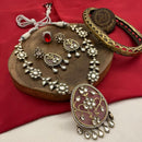 FS Collection 2 Tone Plated Kundan Stone Necklace Set