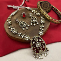 FS Collection 2 Tone Plated Kundan Stone Necklace Set