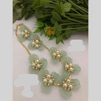 FS Collection Gold Plated Pearls Antique Necklace Set