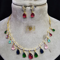 FS Collection Gold Plated Austrian Stone Necklace Set