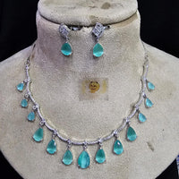 FS Collection Silver Plated Austrian Stone Necklace Set