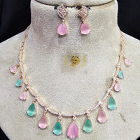 FS Collection Rose Gold Plated Austrian Stone Necklace Set
