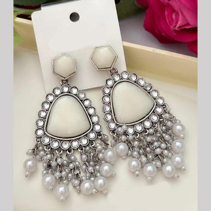 FS Collection Silver Plated Pearl Dangler Earrings