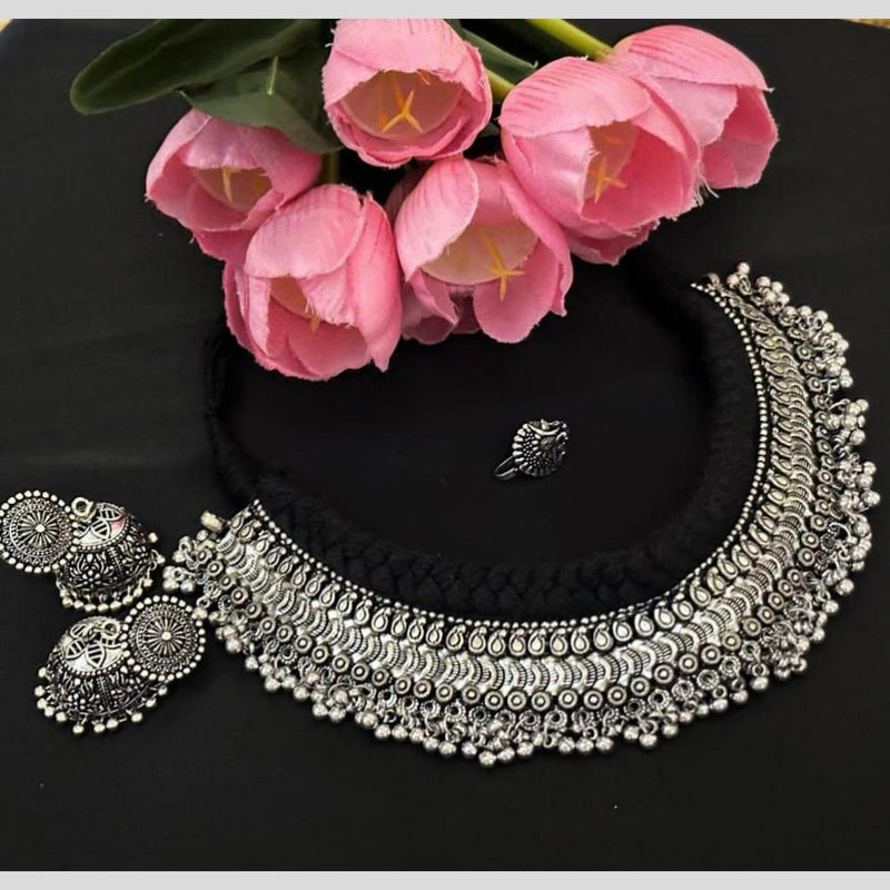 FS Collection Oxidised Plated Necklace Set