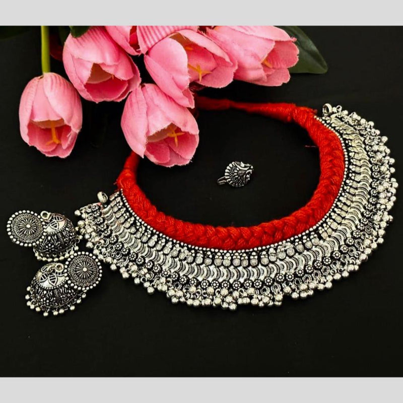 FS Collection Oxidised Plated Necklace Set