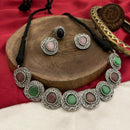 FS Collection Oxidised Plated Pota Stone Necklace Set