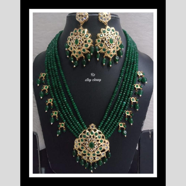 FS Collection Gold Plated Pota Stone And Beads Necklace Set