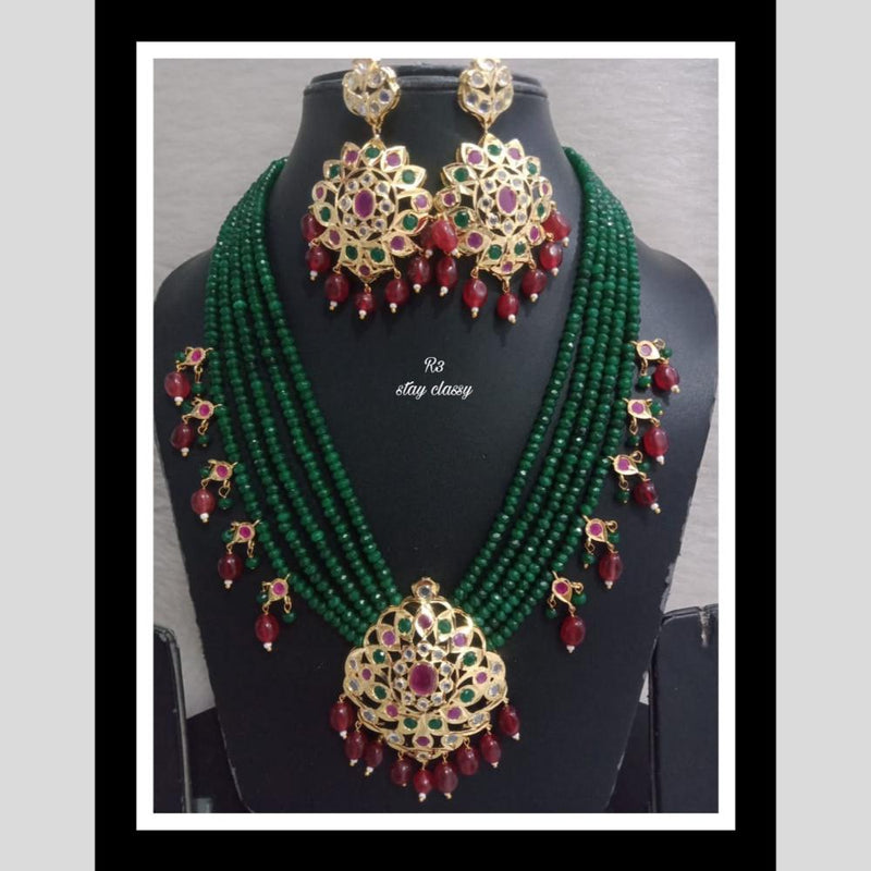 FS Collection Gold Plated Pota Stone And Beads Necklace Set