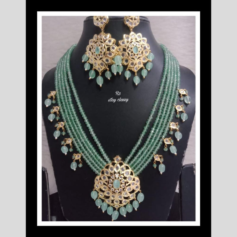 FS Collection Gold Plated Pota Stone And Beads Necklace Set